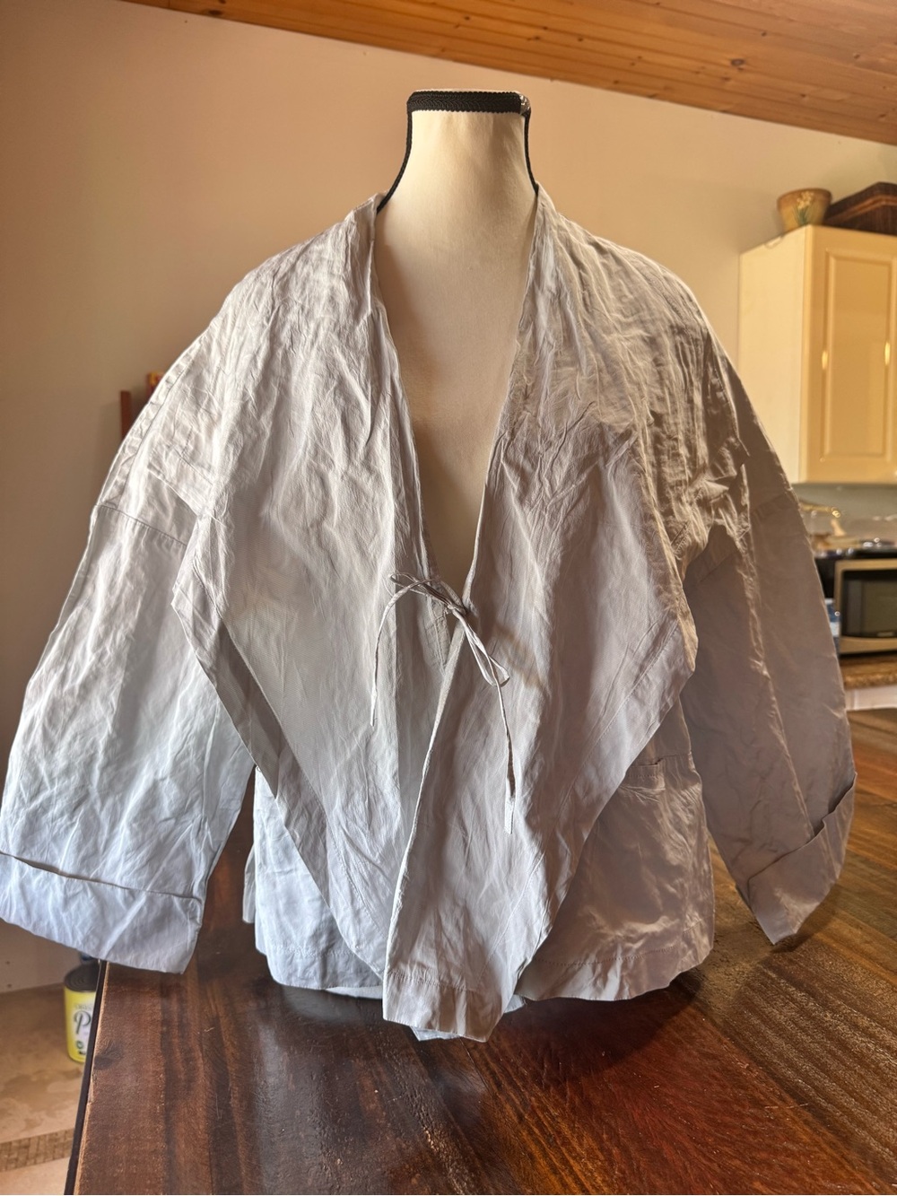 Women's Draped Tie-Front Blazer Jacket in Light Gray (OSKA)